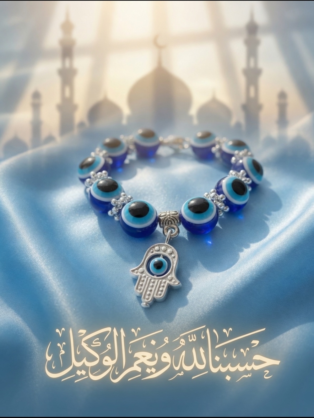 Hamsa Evil Eye Bracelet in Blue